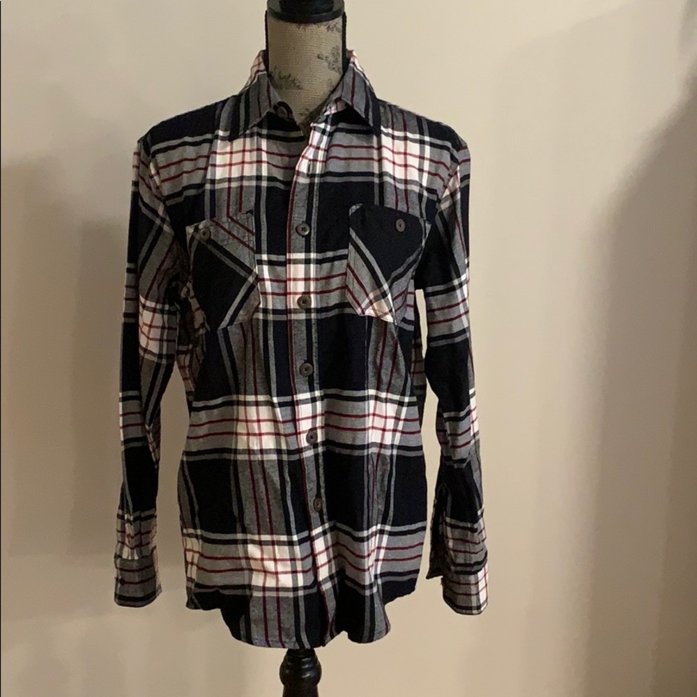 Wrangler Black Plaid Button Up